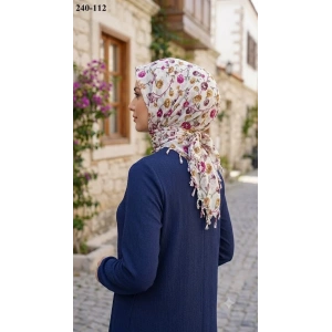 Dolce Life Desenli Sökme Boncuklu Eşarp 240-112