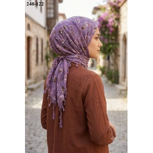 Dolce Life Desenli Sökme Boncuklu Eşarp 240-122