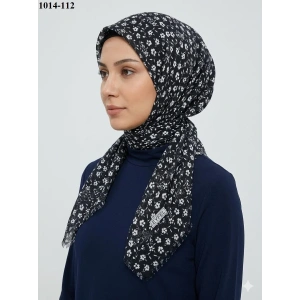 Eyfel Desenli Dimi Pamuk Eşarp (Siyah - Beyaz Serisi) 1014-112
