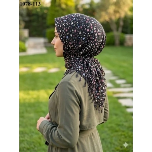 Eyfel Desenli Sökme Boncuklu Eşarp 1078-113