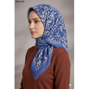 Huzurlu İpek Desenli Flamlı Pamuk Eşarp 1021-112