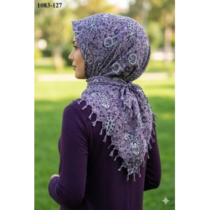 Huzurlu İpek Desenli Sökme Boncuklu Eşarp 1083-127