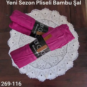 Lady Coco Pliseli Bambu Şal 269-116 (fuşya)