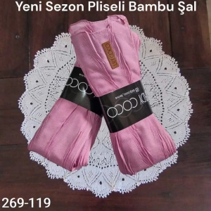 Lady Coco Pliseli Bambu Şal 269-119 (gül pembe)