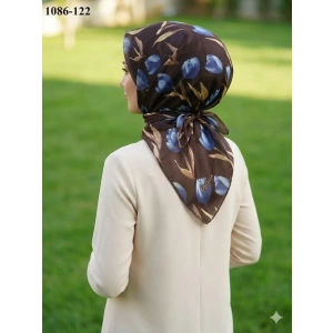 Locella Soft Pamuk Eşarp (Acı Kahve-Mavi) 1086-122