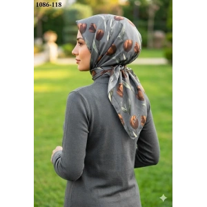 Locella Soft Pamuk Eşarp (Gri-Kahve) 1086-116