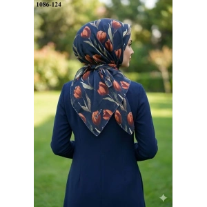 Locella Soft Pamuk Eşarp (Lacivert-Taba) 1086-124