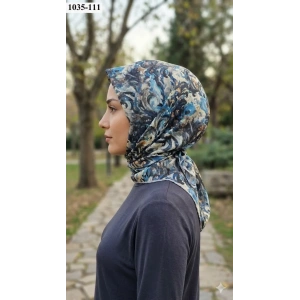 Locella Soft Pamuk Eşarp (Siyah - Mavi) 1035-111