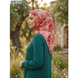 Lopres Soft Pamuk Eşarp (Açık Vizon -Kırmızı ) 1039-115