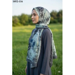 Moon Scarf Bambu Kraş Pamuk Şal (Gri Yeşil) 1052-116
