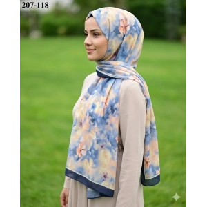 Moon Scarf Bambu Kraş Pamuk Şal (Lacivert) 207-118