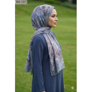 Moon Scarf Bambu Kraş Pamuk Şal (Mavi) 203-123