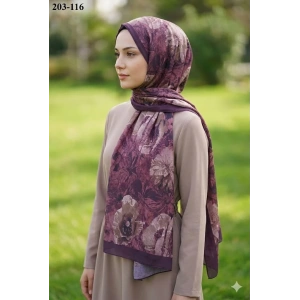 Moon Scarf Bambu Kraş Pamuk Şal (Mürdüm) 203-116