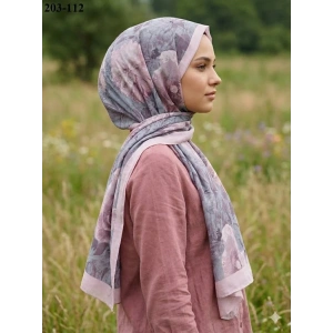 Moon Scarf Bambu Kraş Pamuk Şal (Pudra) 203-112