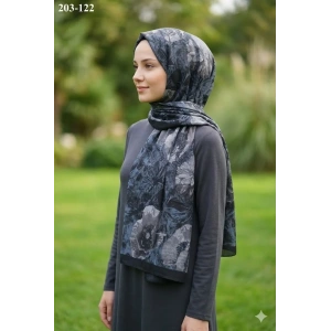 Moon Scarf Bambu Kraş Pamuk Şal (Siyah) 203-122