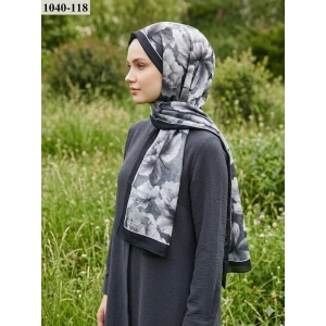 Moon Scarf Soft Pamuk Şal (Siyah-Gri) 1040-118