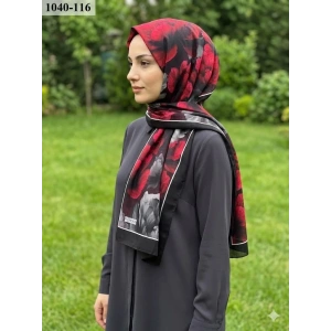 Moon Scarf Soft Pamuk Şal (Siyah-Kırmızı) 1040-116