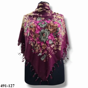 Nisa İpek Desenli Sökme Boncuklu Eşarp 491-127