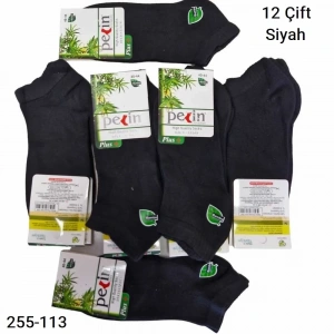 Pelin Bambu Erkek Patik Çorap (12 Çift )  Siyah 255-113