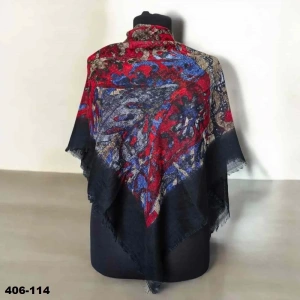 Soft İpek Desenli Flamlı Kotton Eşarp 406-114