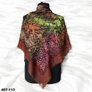 Soft İpek Desenli Flamlı Kotton Eşarp 407-113