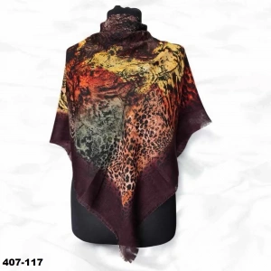 Soft İpek Desenli Flamlı Kotton Eşarp 407-117