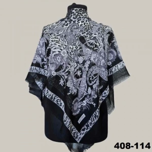 Soft İpek Etnik Desenli Flamlı Kotton Eşarp 408-114