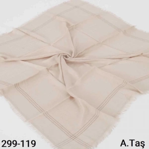 Soft İpek Sim Şeritli Balık Sırtı Pamuk Eşarp (açık taş) 299-119