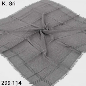 Soft İpek Sim Şeritli Balık Sırtı Pamuk Eşarp (k.gri) 299-114