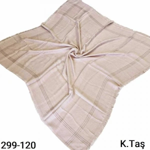Soft İpek Sim Şeritli Balık Sırtı Pamuk Eşarp (taş) 299-120