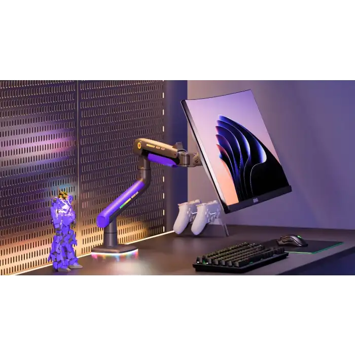 North Bayou NB F5-GB Gaming 32-60 inç Monitör Kolu 2-20 KG RGB Işıklı Yüksek Taşıma Kapasiteli Profesyonel Monitör Askısı - Mavi Renk