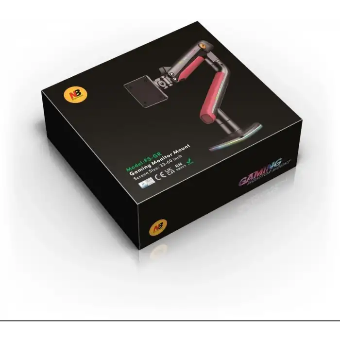 North Bayou NB F5-GR Gaming 32-60 inç Monitör Kolu 2-20 KG RGB Işıklı Yüksek Taşıma Kapasiteli Profesyonel Monitör Askısı - Kırmızı Renk