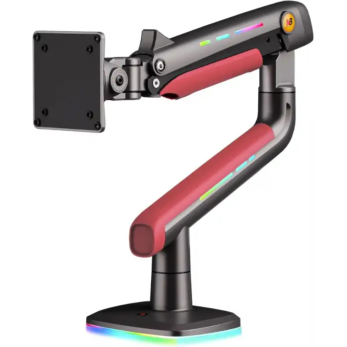 North Bayou NB F5-GR Gaming 32-60 inç Monitör Kolu 2-20 KG RGB Işıklı Yüksek Taşıma Kapasiteli Profesyonel Monitör Askısı - Kırmızı Renk
