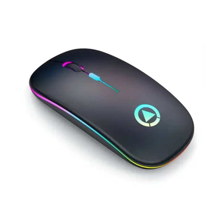 HPY Pazar LED Aydınlatmalı Şarjlı Sessiz Kablosuz Mouse (Siyah)