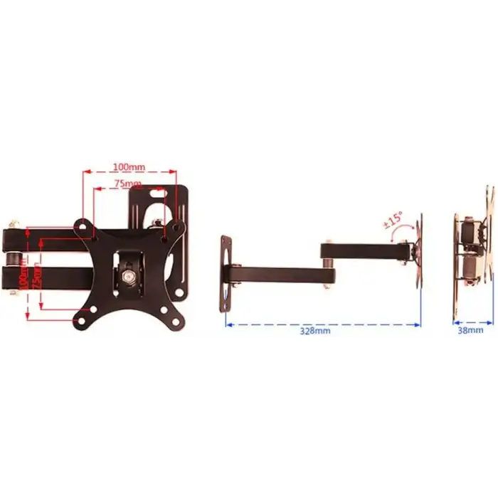HPY Pazar 10–24 TV Montaj Seti – Döner ve Ayarlanabilir Duvar Aparatı