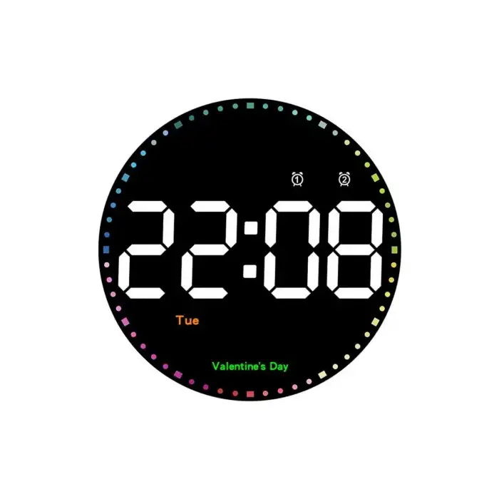 HPY Pazar 10 LED Yuvarlak Dijital Duvar Saati – Kumandalı