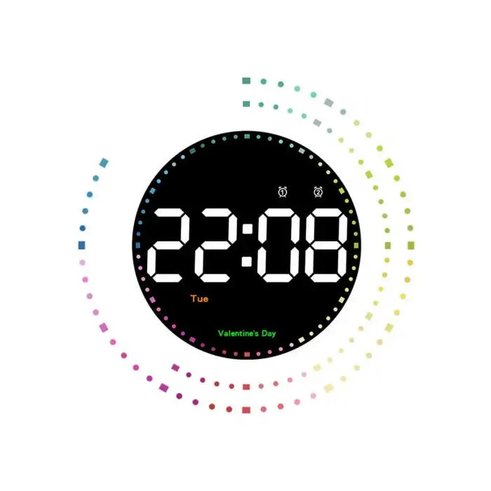 HPY Pazar 10 LED Yuvarlak Dijital Duvar Saati – Kumandalı