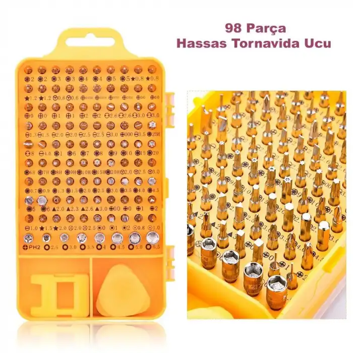 HPY Pazar 115 Parça Hassas Sarı Çoklu Tornavida Seti El Alet Takımı