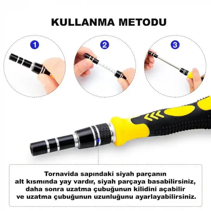 HPY Pazar 115 Parça Hassas Sarı Çoklu Tornavida Seti El Alet Takımı