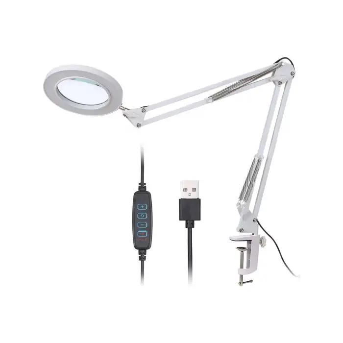 HPY Pazar 33 cm Çift Kollu USB Kontrollü Aydınlatmalı Büyüteç – 64 LED, 8X