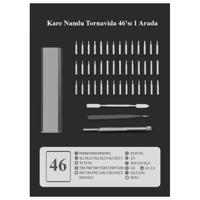 HPY Pazar 46’sı 1 Arada Manyetik Hassas Tornavida Seti