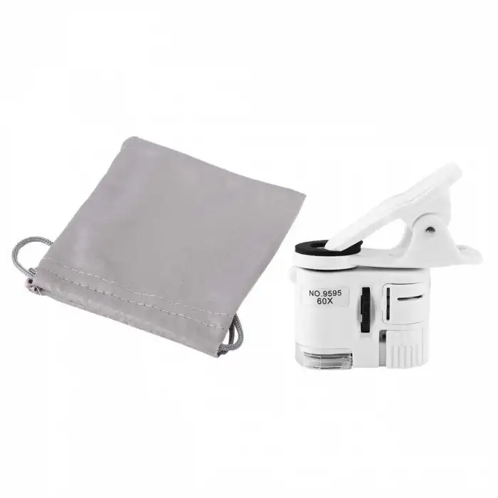 HPY Pazar 60X LED Işıklı Telefon Dijital Mikroskobu – Evrensel Klipsli Lens