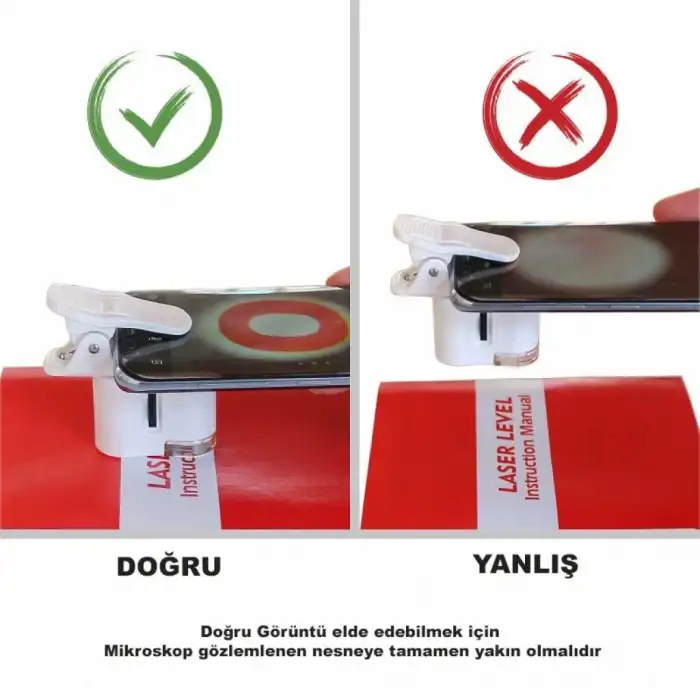 HPY Pazar 60X LED Işıklı Telefon Dijital Mikroskobu – Evrensel Klipsli Lens