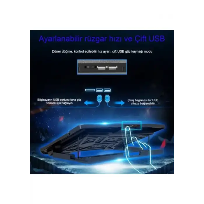 HPY Pazar Altı Fanlı Laptop Soğutma Standı – 14–15.6 (370×255×27 mm)