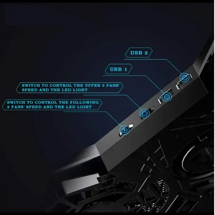 HPY Pazar Dört Fanlı Laptop Soğutucu – 14–17 Notebooklar İçin