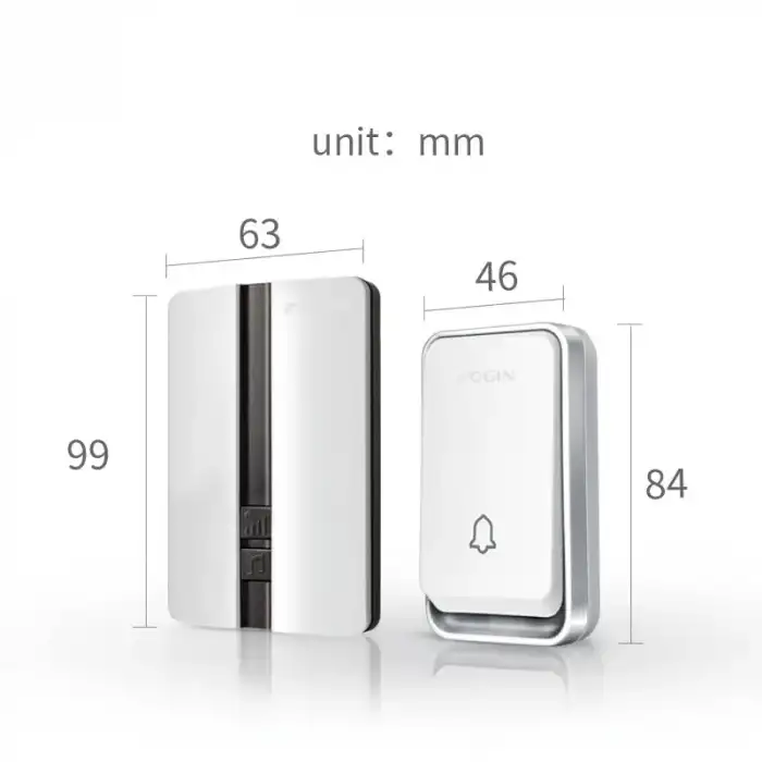 HPY Pazar Kablosuz Su Geçirmez Zil – Kendi Kendini Besleyen (UE Fiş)