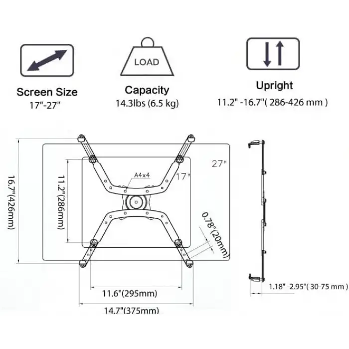 HPY Pazar North Bayou FP-1 VESA Uzatma Adaptörü – 17–27 Montaj Deliksiz Monitörler İçin