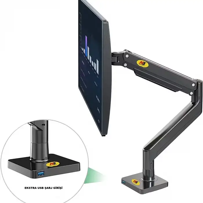 HPY Pazar North Bayou G40 22–40 3–15 kg Ekranlar İçin Masaüstü Amörtisörlü Monitör Tutucu
