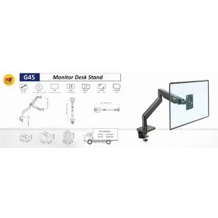 HPY Pazar North Bayou G45 27–40 2–12 kg Ekranlar İçin Masaüstü Amörtisörlü Monitör Tutucu