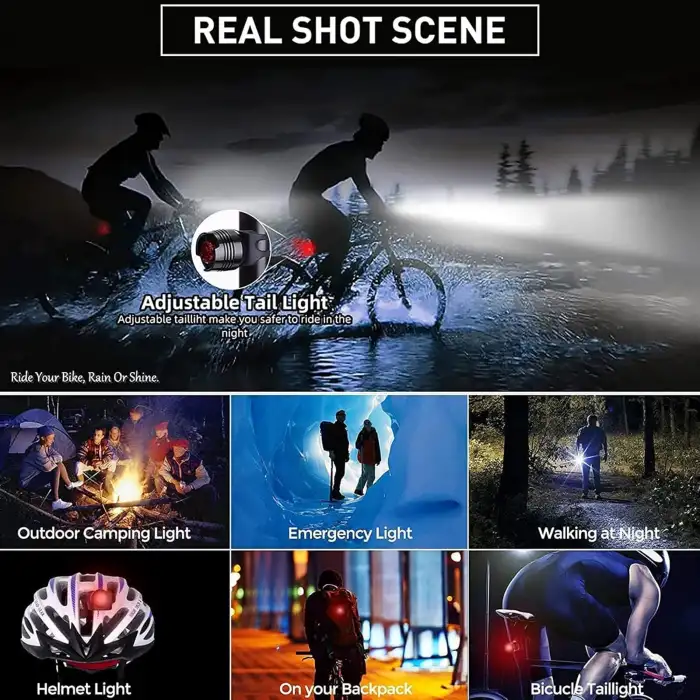 HPY Pazar USB Şarjlı Su Geçirmez Bisiklet Lambası – Kornalı ve LCD Ekranlı